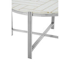 White Marble Top Coffee Table with Gold Detail and Silver Finish Frame | Eva