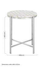 White Marble Top Side Table with Gold Detail and Silver Finish Frame | Eva