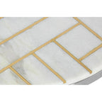 White Marble Top Side Table with Gold Detail and Silver Finish Frame | Eva