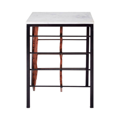 White Marble and Iron Wine Rack Table | Templar