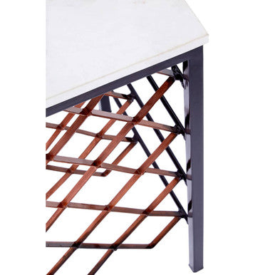 White Marble and Iron Wine Rack Table | Templar