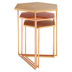 Assorted Gold Brass Bronze Set of 3 Nesting Tables with Iron Frames | Templar