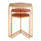 Assorted Gold Brass Bronze Set of 3 Nesting Tables with Iron Frames | Templar