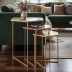 Assorted Gold Brass Bronze Set of 3 Nesting Tables with Iron Frames | Templar