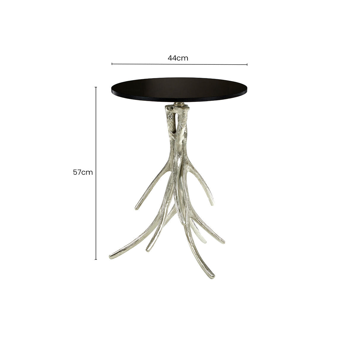 Black Marble Top Round Side Table with Nickel Base | Antler