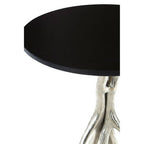 Black Marble Top Round Side Table with Nickel Base | Antler