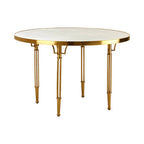 White Round Dining Table with Stainless Steel Frame | Modica