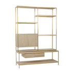 Oak Wood and Gold Finish Shelf Unit | Modica