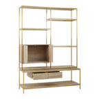 Oak Wood and Gold Finish Shelf Unit | Modica