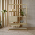 Oak Wood and Gold Finish Shelf Unit | Modica