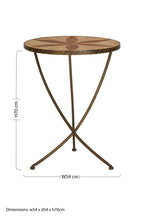 Brown Two Tone Elm Wood Large Side Table with Antique Brass Iron Legs, Elmo