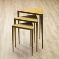Gold Finish Snug Design Set of 3 Triangular Nesting Tables | Compo