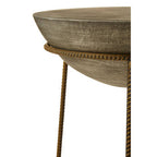 Silver Textured Concrete Bowl Top Side Table with Iron Three Leg Base | Compo