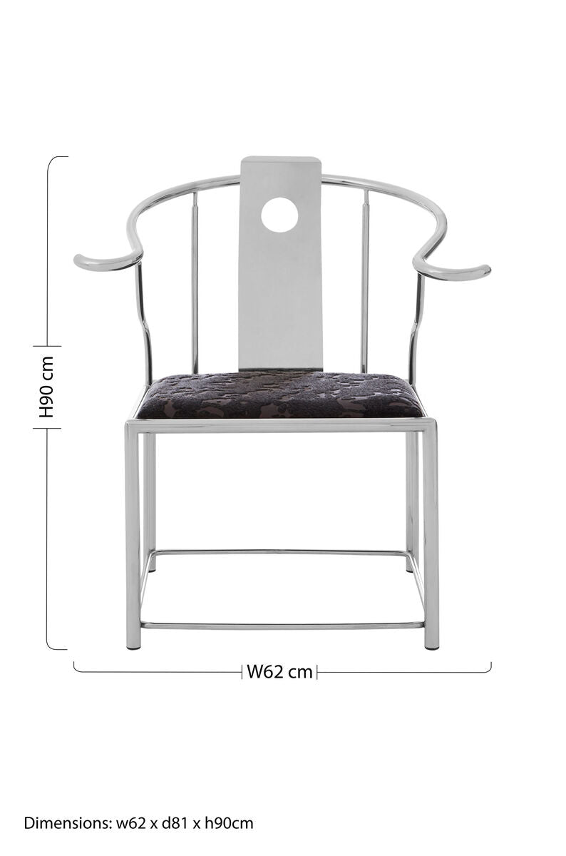 Black Velvet and Steel Chair | Yasmin