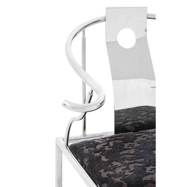 Black Velvet and Steel Chair | Yasmin