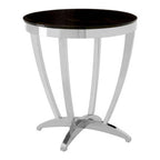 Black and Silver Contemporary Luxe Side Table with Tempered Glass Top | Yasmin