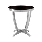 Black and Silver Contemporary Luxe Side Table with Tempered Glass Top | Yasmin