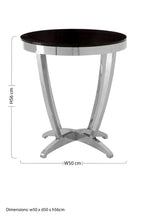Black and Silver Contemporary Luxe Side Table with Tempered Glass Top | Yasmin