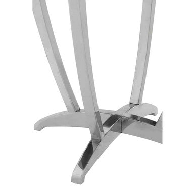 Black and Silver Contemporary Luxe Side Table with Tempered Glass Top | Yasmin