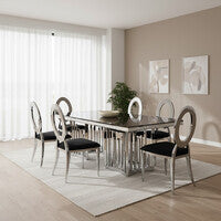Yasmin Oval Back Black Velvet Dining Chair