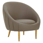 Brown Leather Effect Curved Cocoon Chair | Lagero