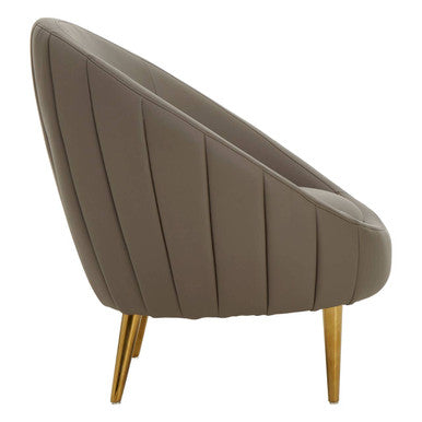 Brown Leather Effect Curved Cocoon Chair | Lagero