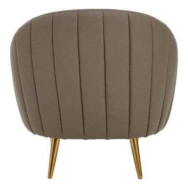 Brown Leather Effect Curved Cocoon Chair | Lagero