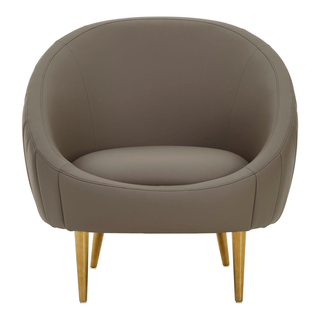 Brown Leather Effect Curved Cocoon Chair | Lagero