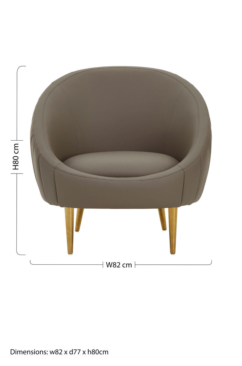 Brown Leather Effect Curved Cocoon Chair | Lagero