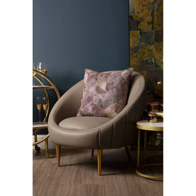 Brown Leather Effect Curved Cocoon Chair | Lagero