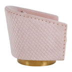 Pink Velvet Swivel Chair with Gold Base | Plazoni