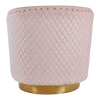 Pink Velvet Swivel Chair with Gold Base | Plazoni