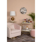 Pink Velvet Swivel Chair with Gold Base | Plazoni