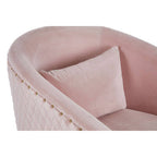 Pink Velvet Swivel Chair with Gold Base | Plazoni