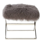 Anafi Grey Sheepskin Stool.