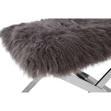 Anafi Grey Sheepskin Stool.