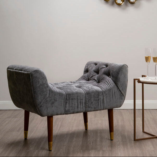 Grey Chenille Stool | Shay