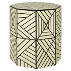 Ivory and Black Resin Geometric Stool and Table | Hassa
