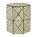 Ivory and Black Resin Geometric Stool and Table | Hassa
