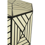 Ivory and Black Resin Geometric Stool and Table | Hassa