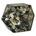 Green and Cream Resin Tile Geometric Side Table with Hexagonal Design | Marlox
