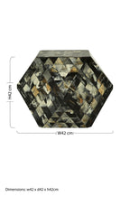 Green and Cream Resin Tile Geometric Side Table with Hexagonal Design | Marlox