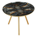 Assorted Faux Marble Top Side Table with Gold Finish Iron Legs | Marlox