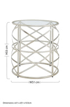 Silver Round Side Table with Clear Tempered Glass | Rubia