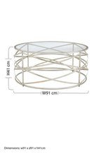 Silver Round Coffee Table with Clear Tempered Glass | Rubia