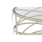 Silver Round Coffee Table with Clear Tempered Glass | Rubia