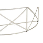 Silver Finish Iron Frame Demilune Console Table with Clear Glass Top | Rubia