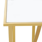 Gold Mirrored Top Console Table with Sweeping Stainless Steel Frame | Reena