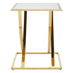 Gold Square Side Table with Stainless Steel Frame | Reena
