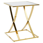 Gold Square Side Table with Stainless Steel Frame | Reena